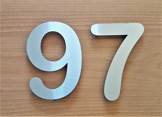 Stainless steel house and door numbers