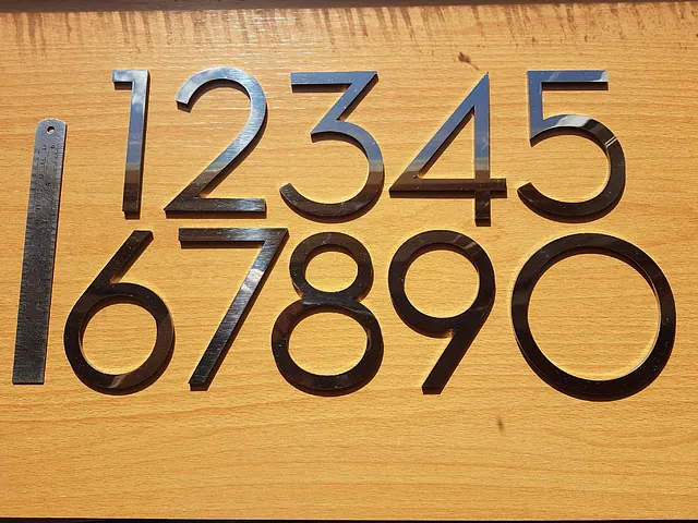 Stainless steel house and door numbers