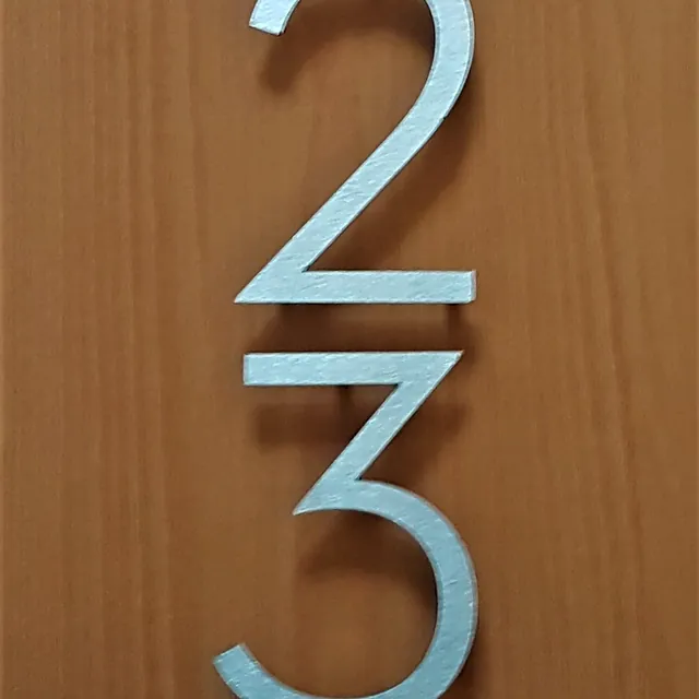 Large contemporary floating brush finish stainless steel house/door numbers